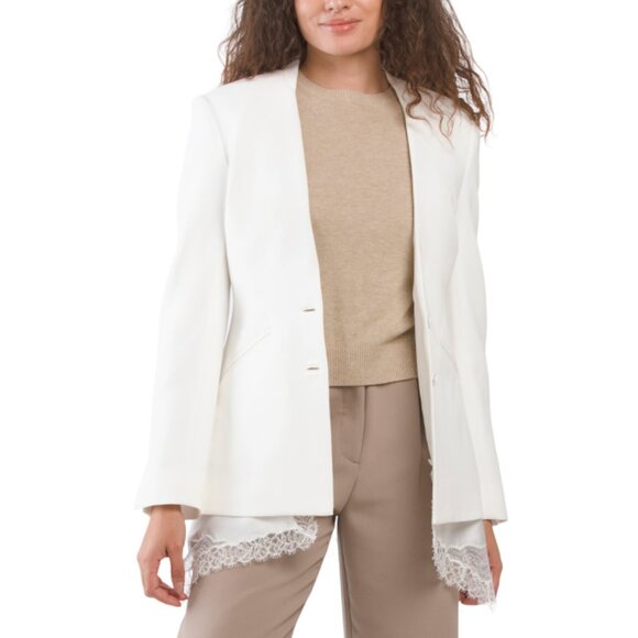 JONATHAN SIMKHAI White Allie Crepe Combo Basque Jacket